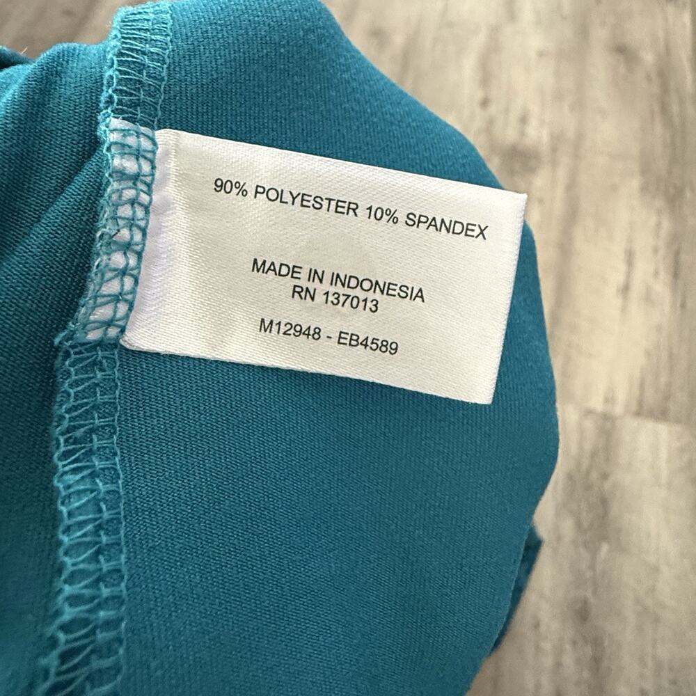 Eddie Bauer 1/4 Zip Pullover Womens Medium Teal Floral Top Activewear Stretch - Picture 4 of 9